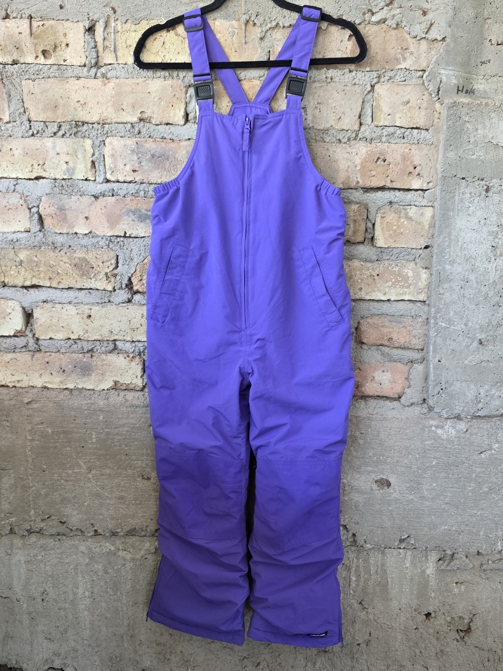 Lands End Waterproof Insulated SnowBib Overalls Purple Kids Size10H Grow-A-Longs